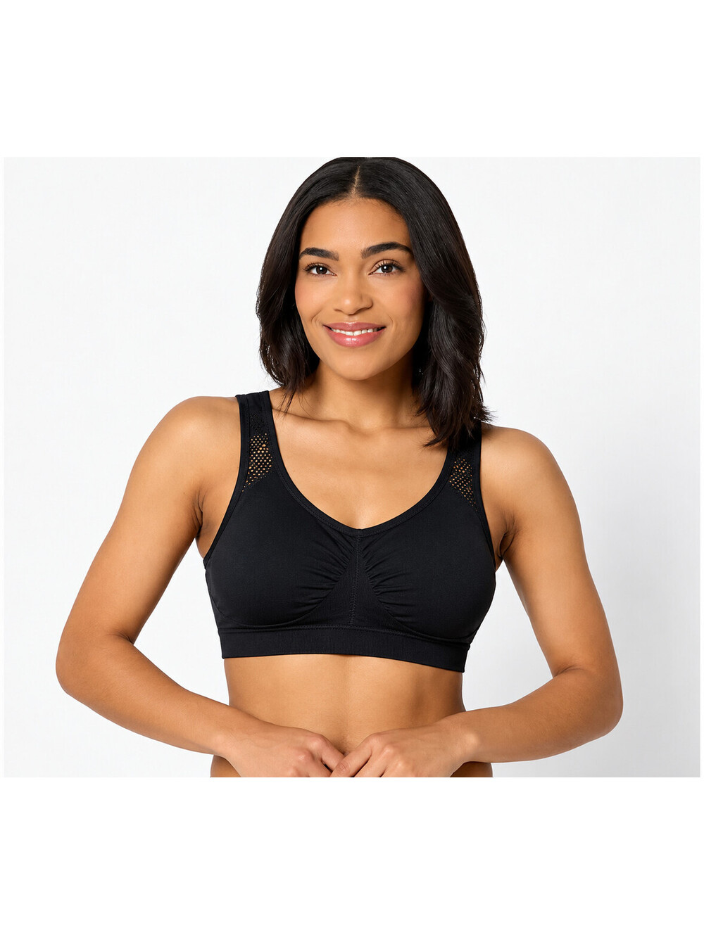 Anybody Intimates Seamless Pullover Lounge Bra with Lycra Black, Size Medium